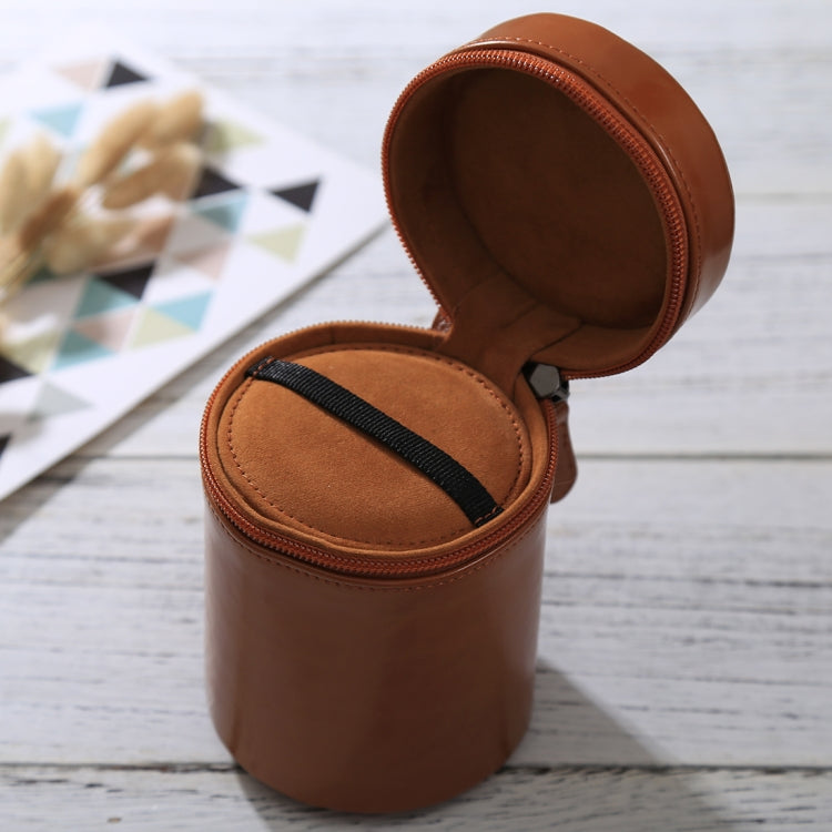 Medium Lens Case Zippered PU Leather Pouch Box for DSLR Camera Lens, Size: 13x9x9cm(Brown) - Lens Bag by PMC TechLife | Online Shopping South Africa | PMC TechLife