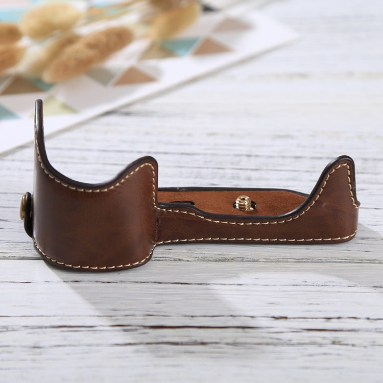 1/4 inch Thread PU Leather Camera Half Case Base for Sony ILCE-6000 / A6000(Coffee) - free shipping - PMC TechLife - Order now!