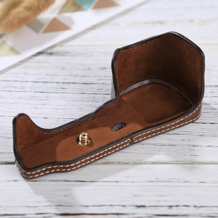1/4 inch Thread PU Leather Camera Half Case Base for Sony ILCE-6000 / A6000(Coffee) - free shipping - PMC TechLife - Order now!