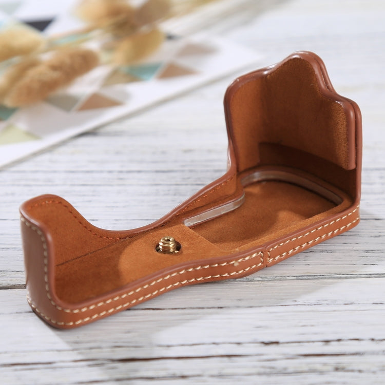 1/4 inch Thread PU Leather Camera Half Case Base for Canon EOS M3(Brown) - free shipping - PMC TechLife - Order now!