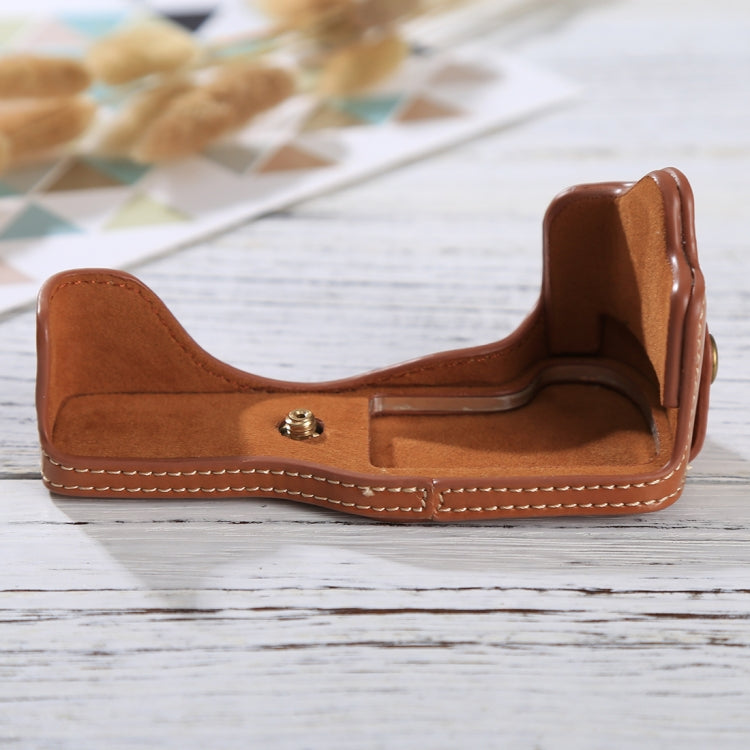 1/4 inch Thread PU Leather Camera Half Case Base for Canon EOS M3(Brown) - free shipping - PMC TechLife - Order now!