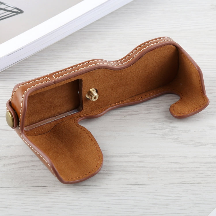 1/4 inch Thread PU Leather Camera Half Case Base for FUJIFILM X-A5 / X-A20(Brown) - free shipping - PMC TechLife - Order now!