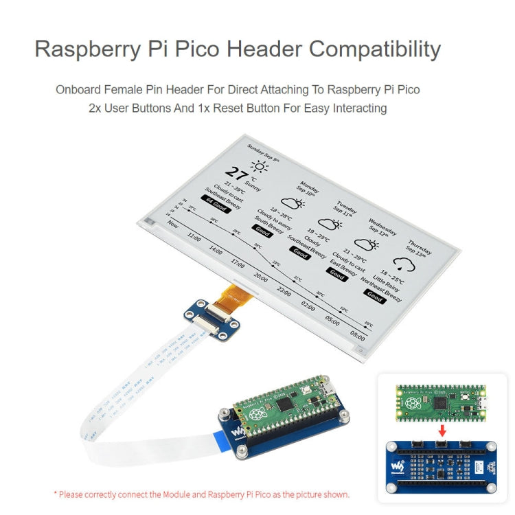 Waveshare 7.5 inch 800x480 pixel Black White E-Paper E-Ink Display Module for Raspberry Pi Pico, SPI Interface - free shipping - PMC Jewellery - Order now!