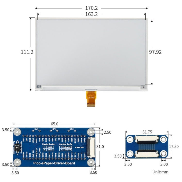 Waveshare 7.5 inch 800x480 pixel Black White E-Paper E-Ink Display Module for Raspberry Pi Pico, SPI Interface - Modules Expansions Accessories by WAVESHARE | Online Shopping South Africa | PMC Jewellery | Buy Now Pay Later Mobicred