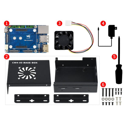 Waveshare Mini IO Board Lite Ver Mini-Computer Base Box with Metal Case & Cooling Fan for Raspberry Pi CM4(EU Plug) - Mini PC Accessories by WAVESHARE | Online Shopping South Africa | PMC Jewellery | Buy Now Pay Later Mobicred