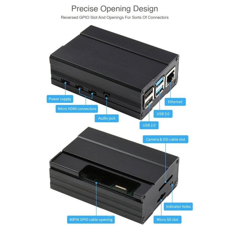 Waveshare Aluminum Chamfered Design Case for Raspberry Pi 4B - Other Accessories by WAVESHARE | Online Shopping South Africa | PMC TechLife | Buy Now Pay Later Mobicred