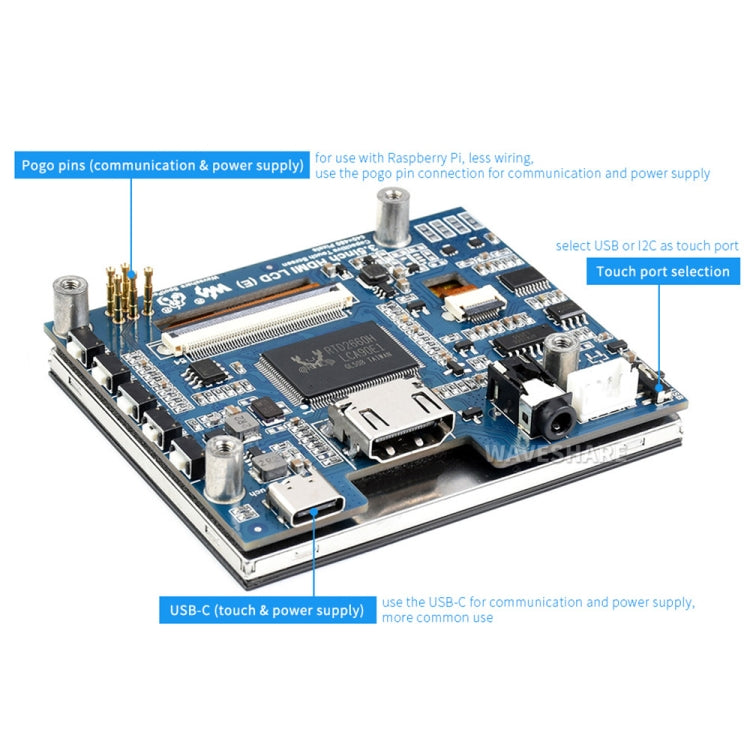 Waveshare 3.5 inch HDMI Capacitive Touch IPS LCD Display (E), 640 x 480, Audio Jack - free shipping - PMC TechLife - Order now!