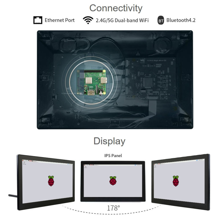 Waveshare 13.3 inch Mini-Computer Powered by Raspberry Pi 3A+, HD Touch Screen(EU Plug) - Modules Expansions Accessories by WAVESHARE | Online Shopping South Africa | PMC Jewellery | Buy Now Pay Later Mobicred