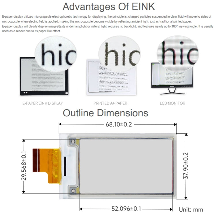 Waveshare 2.36 inch 296 x 168 Red Yellow Black White E-Paper (G) Raw Display Panel - Modules Expansions Accessories by WAVESHARE | Online Shopping South Africa | PMC Jewellery | Buy Now Pay Later Mobicred