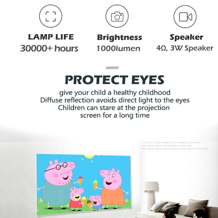 A2000 1080P Mini Portable Smart Projector Children Projector, EU Plug(Yellow) - Mini Projector by PMC Jewellery | Online Shopping South Africa | PMC Jewellery | Buy Now Pay Later Mobicred