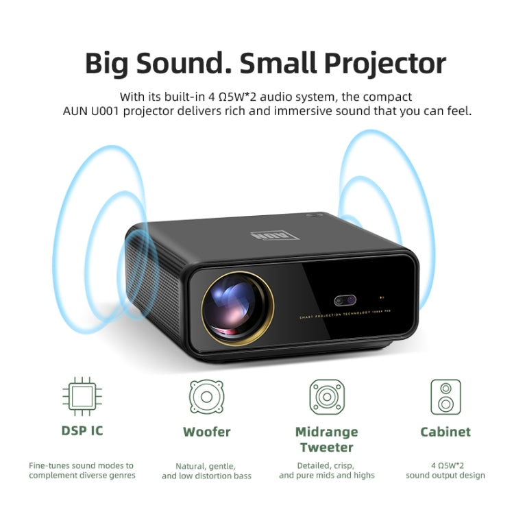 AUN U001 4K 18000 Lumens Portable Home Theater LED HD Digital Projector (UK Plug) - LED Projector by AUN | Online Shopping South Africa | PMC Jewellery | Buy Now Pay Later Mobicred