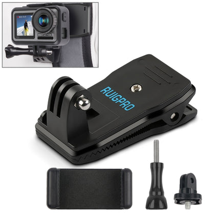 RUIGPRO 360 Degree Rotation Backpack Rec-Mounts Clip Clamp Mount + Phone Clamp for GoPro HERO9 Black / HERO8 Black /7 /6 /5 /5 Session /4 Session /4 /3+ /3 /2 /1, DJI Osmo Action, Xiaoyi and Other Action Cameras(Black) -  by RUIGPRO | Online Shopping South Africa | PMC Jewellery | Buy Now Pay Later Mobicred