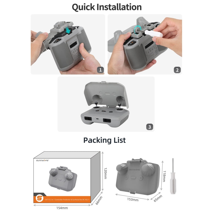 For DJI RC- N2 / N1 Sunnylife YK715 Remote Control Sunshade Protection Cover (Grey) - Others by Sunnylife | Online Shopping South Africa | PMC Jewellery