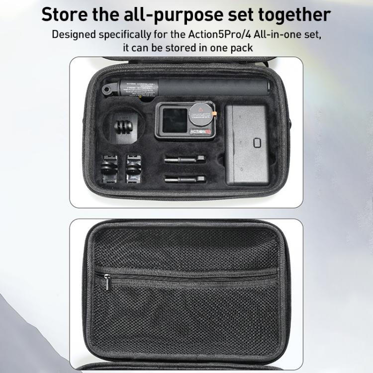 For DJI Osmo Action 5 Pro / 4 / 3 Hand Strap Shoulder Bag Camera and Accessories PU Storage Bag (Black) - free shipping - PMC TechLife - Order now!