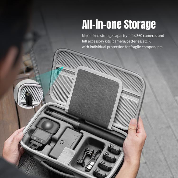 For DJI Osmo 360 STARTRC Full Kit Portable Handbag Shoulder PU Storage Bag (Grey) - free shipping - PMC TechLife - Order now!