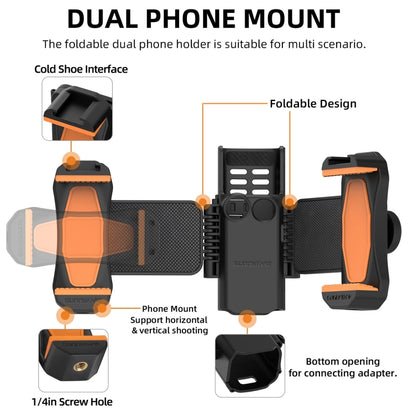 For DJI OSMO Pocket 3 Sunnylife ZJ756 Expanded Dual Phone Clamp Holder (Black) - Mount & Holder by Sunnylife | Online Shopping South Africa | PMC Jewellery | Buy Now Pay Later Mobicred