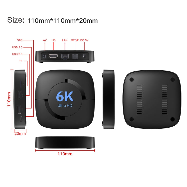 6K UHD Smart TV Box, Android 10.0, Allwinner H616 Quad Core, 2GB+8GB, AU Plug - Allwinner H6 by PMC TechLife | Online Shopping South Africa | PMC TechLife | Buy Now Pay Later Mobicred