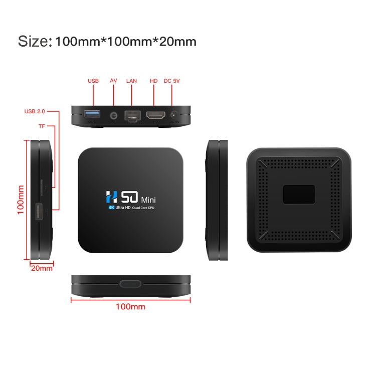 H50 Mini 4K Smart Network TV Box, Android 10.0, RK3318 Quad Core, 2GB+32GB, EU Plug - RK3318 by PMC Jewellery | Online Shopping South Africa | PMC Jewellery | Buy Now Pay Later Mobicred