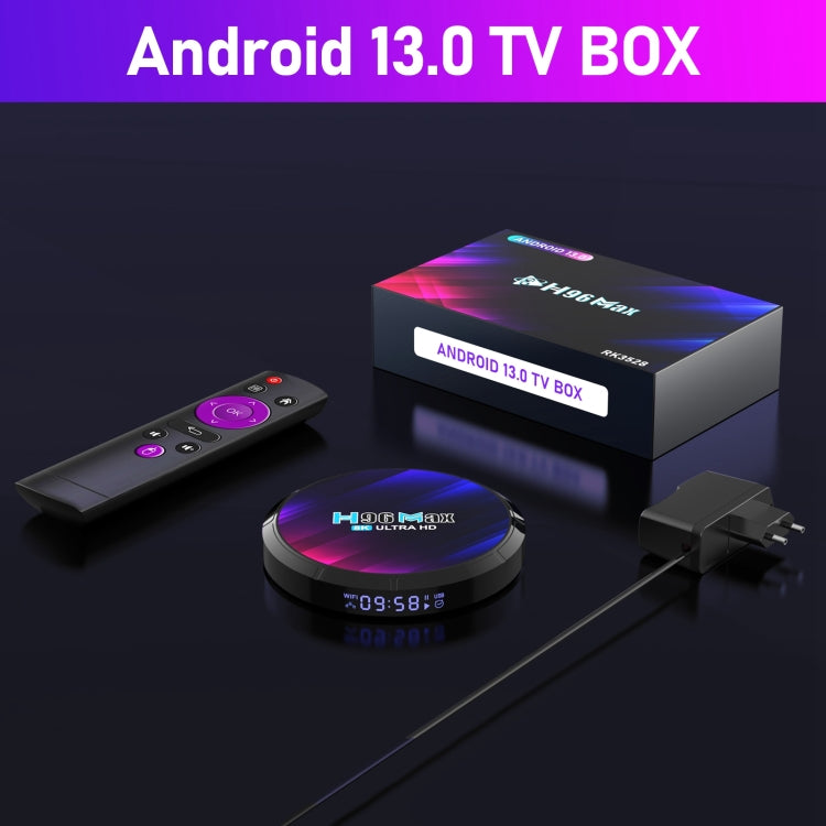 H96 Max 8K Ultra HD Smart TV Box Android 13.0 Media Player with Remote Control, RK3528 Quad-Core, 4GB+32GB(EU Plug) - RK3318 by PMC Jewellery | Online Shopping South Africa | PMC Jewellery | Buy Now Pay Later Mobicred