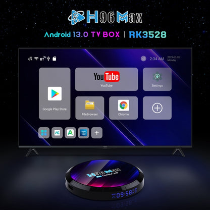 H96 Max 8K Ultra HD Smart TV Box Android 13.0 Media Player with Remote Control, RK3528 Quad-Core, 4GB+64GB(EU Plug) - RK3318 by PMC Jewellery | Online Shopping South Africa | PMC Jewellery