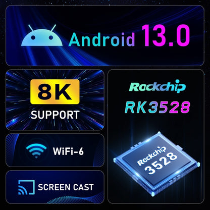 H96 Max 8K Ultra HD Smart TV Box Android 13.0 Media Player with Remote Control, RK3528 Quad-Core, 4GB+64GB(AU Plug) - RK3318 by PMC Jewellery | Online Shopping South Africa | PMC Jewellery | Buy Now Pay Later Mobicred