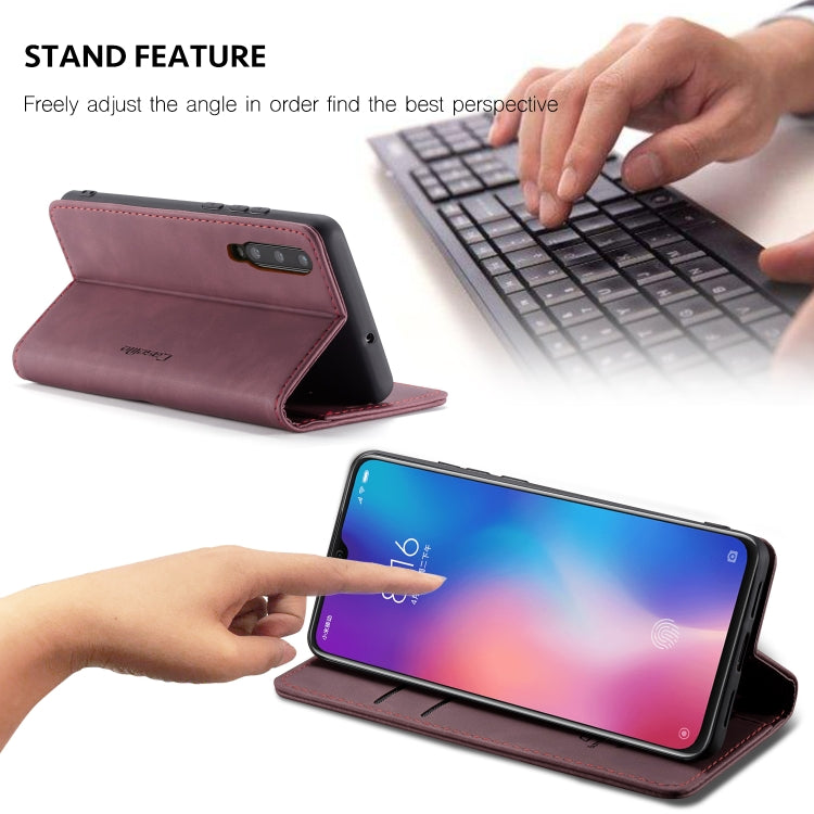 CaseMe-013 Multi-functional Retro Frosted Horizontal Flip Leather Case with Card Slot & Holder & Wallet For Xiaomi Mi 9(Wine Red) - Xiaomi Cases by CaseMe | Online Shopping South Africa | PMC Jewellery | Buy Now Pay Later Mobicred