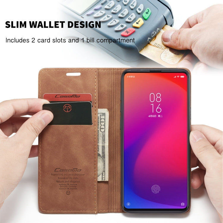 CaseMe-013 Multi-functional Retro Frosted Horizontal Flip Leather Case with Card Slot & Holder & Wallet For Xiaomi Mi 9T Pro / Redmi K20 Pro / Xiaomi Mi 9T / Redmi K20(Brown) - Xiaomi Cases by CaseMe | Online Shopping South Africa | PMC Jewellery | Buy Now Pay Later Mobicred