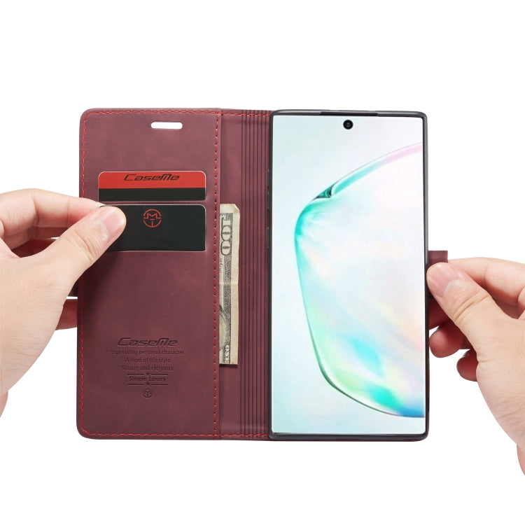 CaseMe-013 Multifunctional Horizontal Flip Leather Case with Card Slot & Holder & Wallet for Galaxy Note 10+(Wine) - Galaxy Phone Cases by CaseMe | Online Shopping South Africa | PMC Jewellery | Buy Now Pay Later Mobicred