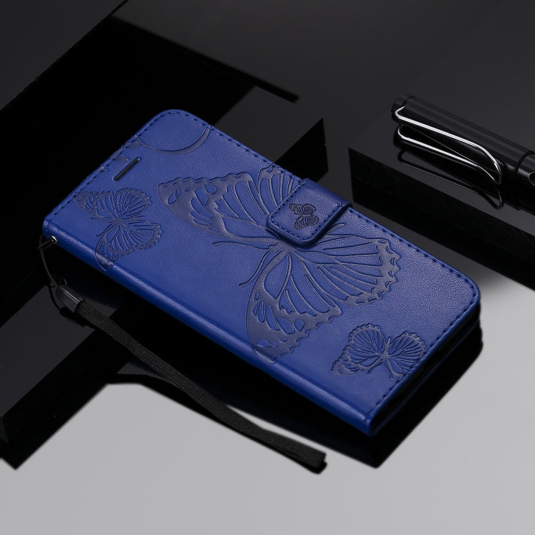 Pressed Printing Butterfly Pattern Horizontal Flip PU Leather Case with Holder & Card Slots & Wallet & Lanyard For Huawei P Smart Z / Y9 Prime 2019(Blue) - Huawei Cases by PMC Jewellery | Online Shopping South Africa | PMC Jewellery | Buy Now Pay Later Mobicred