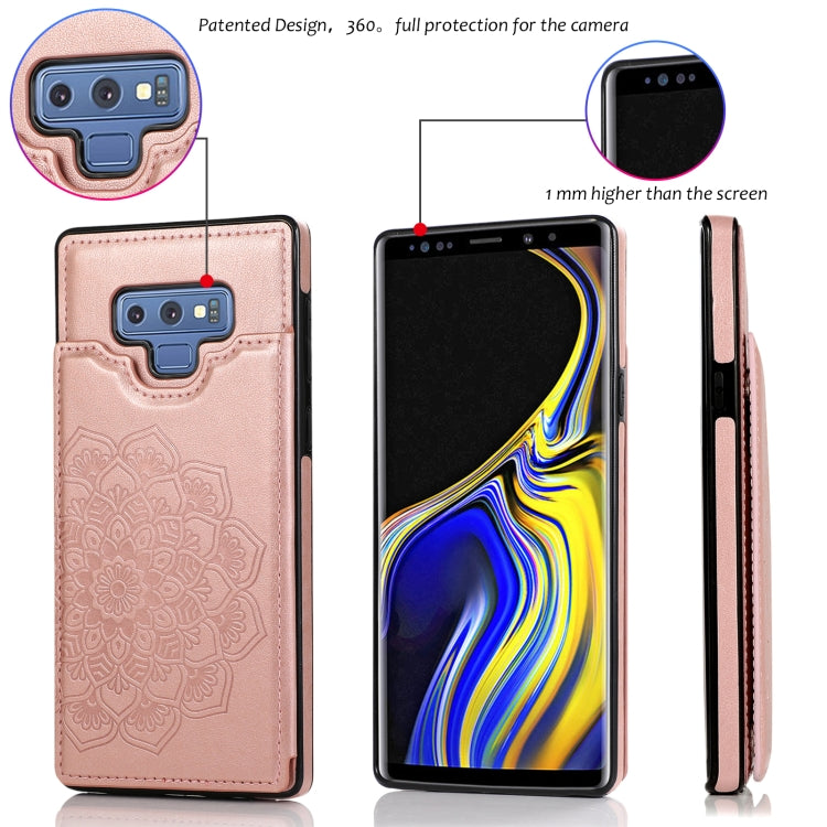 For Samsung Galaxy Note9 Double Buckle Mandala Pattern PU+TPU Protective Case with Card Slots & Holder & Photo Frame(Rose Gold) - Galaxy Phone Cases by PMC Jewellery | Online Shopping South Africa | PMC Jewellery