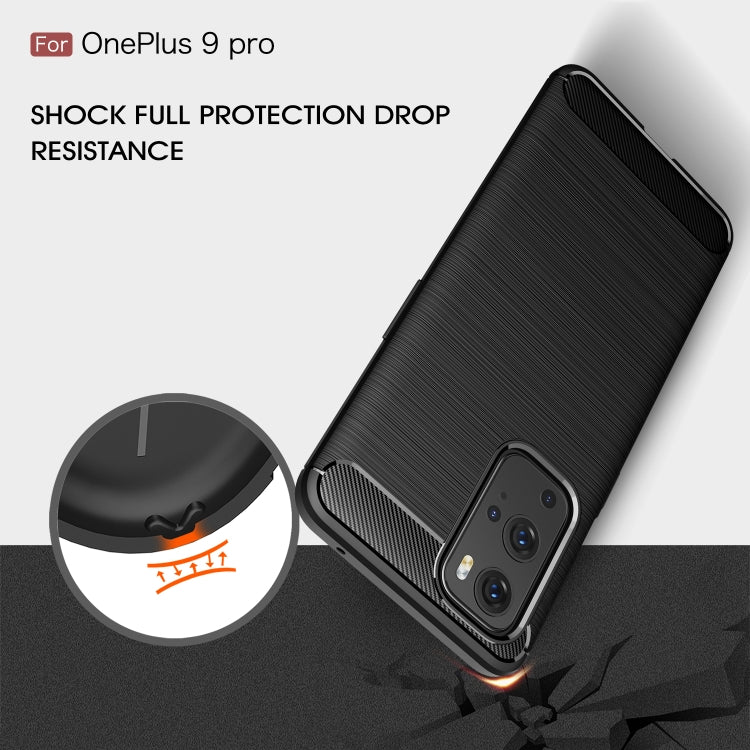 For OnePlus 9 Pro Brushed Texture Carbon Fiber TPU Case(Black) - OnePlus Cases by PMC TechLife | Online Shopping South Africa | PMC TechLife | Buy Now Pay Later Mobicred