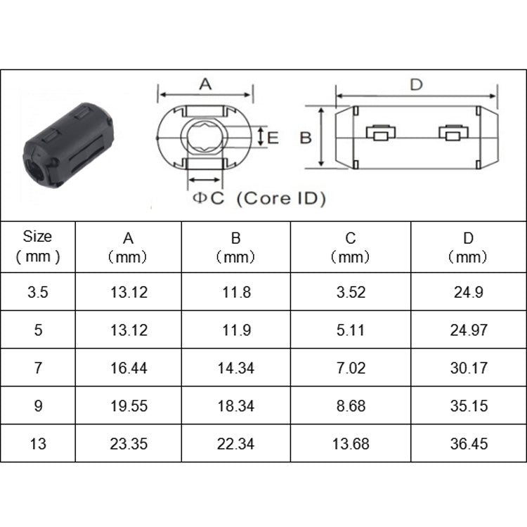 10 PCS / Pack 9mm Anti-interference Degaussing Ring Ferrite Ring Cable Clip Core Noise Suppressor Filter - Others by PMC Jewellery | Online Shopping South Africa | PMC Jewellery | Buy Now Pay Later Mobicred