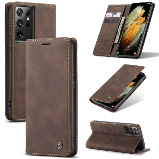 For Samsung Galaxy S21 Ultra 5G CaseMe 013 Multifunctional Horizontal Flip Leather Case with Holder & Card Slot & Wallet(Coffee) - Galaxy S21 Ultra 5G Cases by CaseMe | Online Shopping South Africa | PMC Jewellery | Buy Now Pay Later Mobicred