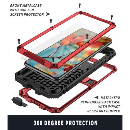 For Samsung Galaxy S21 5G R-JUST Shockproof Waterproof Dust-proof Metal + Silicone Protective Case with Holder(Red) - Galaxy S21 5G Cases by R-JUST | Online Shopping South Africa | PMC Jewellery