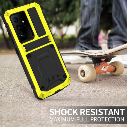 For Samsung Galaxy S21 Ultra 5G R-JUST Shockproof Waterproof Dust-proof Metal + Silicone Protective Case with Holder(Yellow) - Galaxy S21 Ultra 5G Cases by R-JUST | Online Shopping South Africa | PMC Jewellery