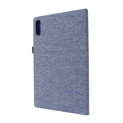 For Lenovo Tab P11 Horizontal Flip TPU + Fabric PU Leather Protective Case with Name Card Clip(Dark Blue) - Lenovo by PMC Jewellery | Online Shopping South Africa | PMC Jewellery | Buy Now Pay Later Mobicred