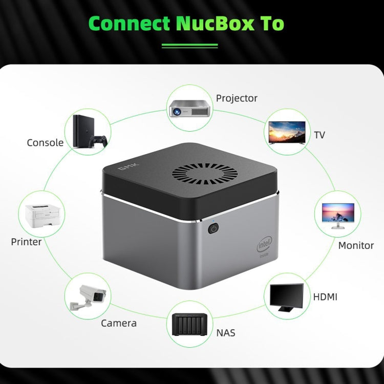 GMK NucBox Windows 10 System Mini PC, Intel Celeron J4125 Quad Core 64bit 14nm 2GHz-2.7GHz, Support WiFi & Bluetooth & RJ45, 8GB+256GB, UK Plug - Windows Mini PCs by PMC Jewellery | Online Shopping South Africa | PMC Jewellery | Buy Now Pay Later Mobicred