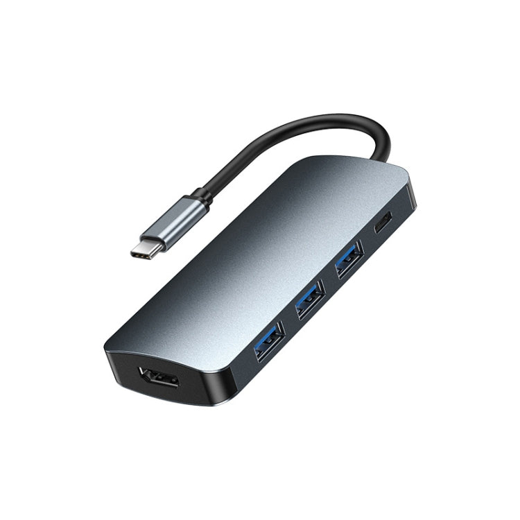 Remax RU-U5 5 In1 Multi-function Type-C / USB-C HUB Docking Station(Dark Grey) - free shipping - PMC Jewellery - Order now!