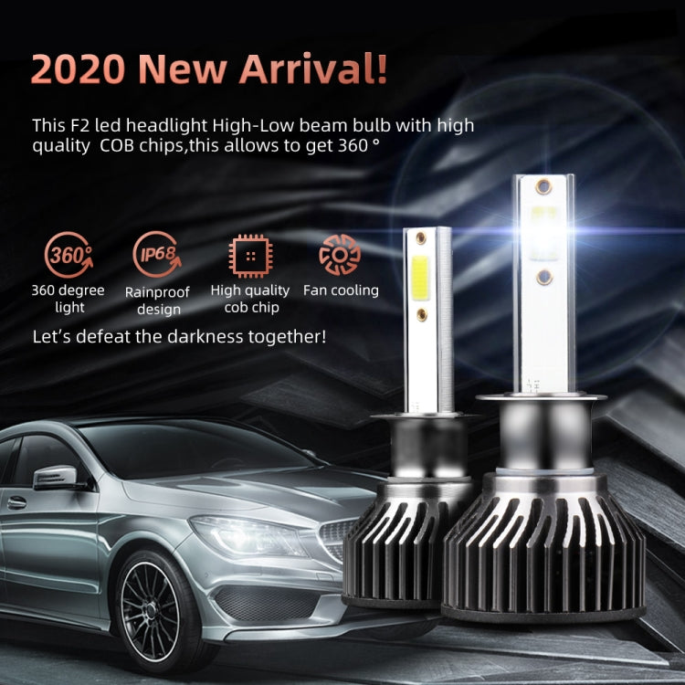 F2 H1 2 PCS DC9-36V / 25W / 6000K / 2500LM IP68 Waterproof Car LED Headlight(Cold White Light) - LED Headlamps by PMC Jewellery | Online Shopping South Africa | PMC Jewellery | Buy Now Pay Later Mobicred