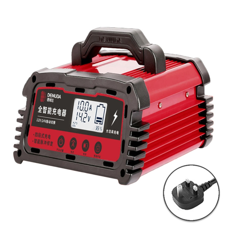 DEMUDA DC200 20A 12V / 24V Car Battery Charger Intelligent Pulse Repair Type Lead-acid Battery, Plug Type:UK Plug(Red) - Battery Charger by PMC Jewellery | Online Shopping South Africa | PMC Jewellery | Buy Now Pay Later Mobicred