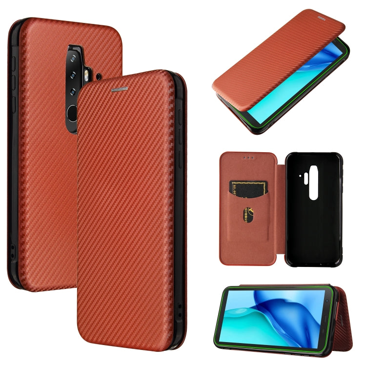 For Blackview BV6300 Pro Carbon Fiber Texture Horizontal Flip TPU + PC + PU Leather Case with Card Slot(Brown) - More Brand by PMC Jewellery | Online Shopping South Africa | PMC Jewellery | Buy Now Pay Later Mobicred