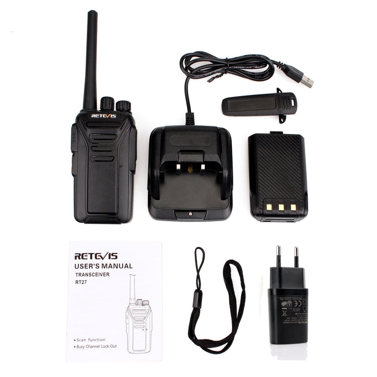 RETEVIS RT27 0.5W EU Frequency 446MHz 16CHS FRS Two Way Radio Handheld Walkie Talkie, EU Plug(Black) - Handheld Walkie Talkie by RETEVIS | Online Shopping South Africa | PMC Jewellery | Buy Now Pay Later Mobicred