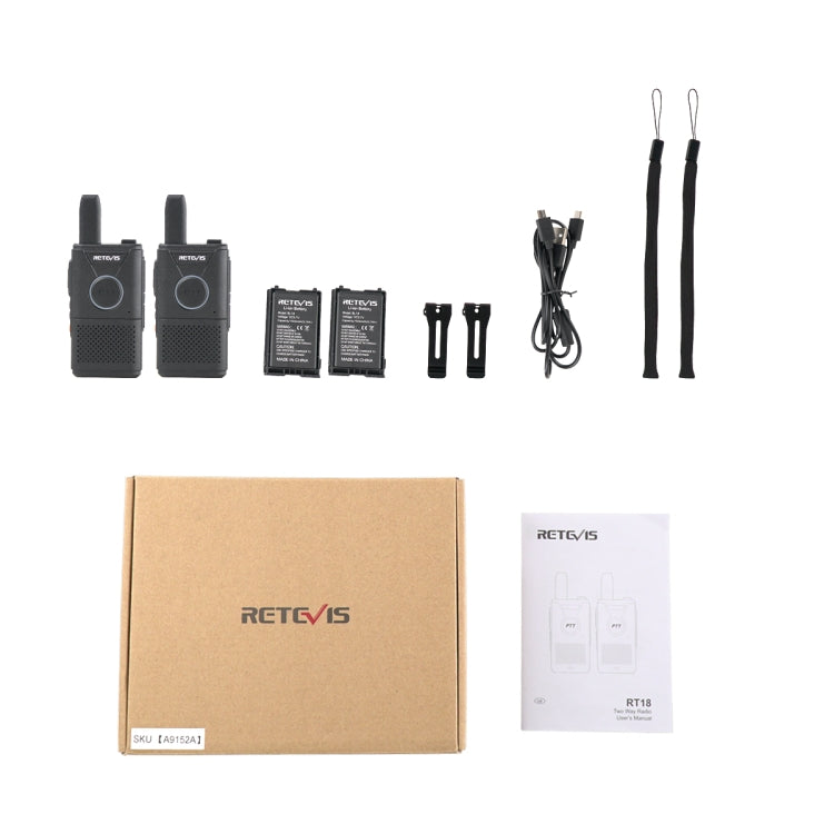 1 Pair RETEVIS RT18 16CHS FRS Dual PTT Handheld Walkie Talkie, US Plug(Black) - free shipping - PMC Jewellery - Order now!