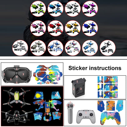 FPV-TZ-SF 4 in 1 Waterproof Anti-Scratch Decal Skin Wrap Stickers Personalized Film Kits for DJI FPV Drone & Goggles V2 & Remote Control & Rocker(Black Pattern) - Protective Film & Stickers by PMC Jewellery | Online Shopping South Africa | PMC Jewellery | Buy Now Pay Later Mobicred