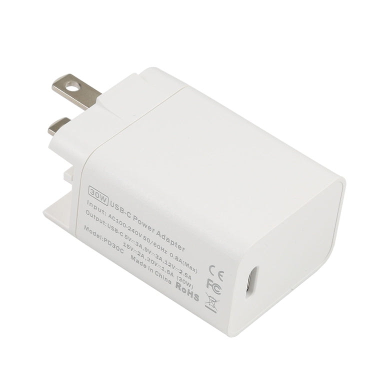 PD30C 30W USB-C / Type-C Port Fast Charging Travel Charger(US Plug) - USB Charger by PMC Jewellery | Online Shopping South Africa | PMC Jewellery | Buy Now Pay Later Mobicred