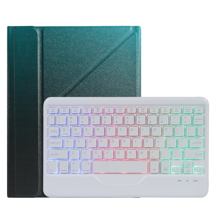B07S Splittable Backlight Bluetooth Keyboard Leather Tablet Case with Triangle Holder & Pen Slot For iPad 9.7 2018 & 2017 / Pro 9.7 / Air 2(Gradient Dark Green) - Universal by PMC TechLife | Online Shopping South Africa | PMC TechLife