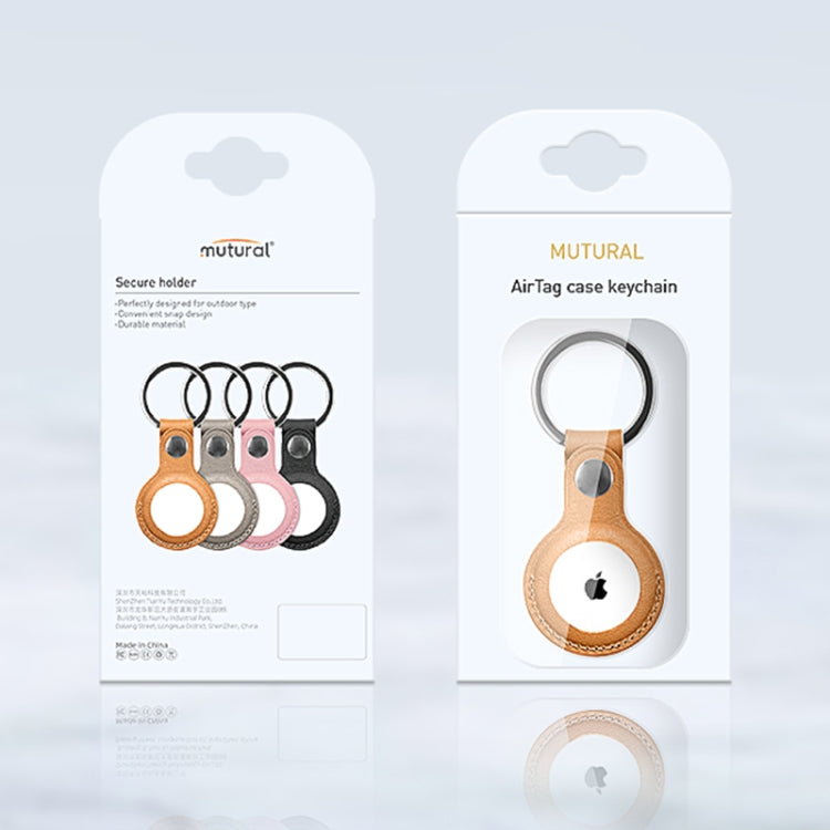 Mutural PU Leather Protective Case with Key Ring for AirTag(Pink) - Other by Mutural | Online Shopping South Africa | PMc TechLife | Buy Now Pay Later Mobicred