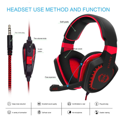 Anivia AH28 3.5mm Stereo Sound Wired Gaming Headset with Microphone(Black Red) - Multimedia Headset by SADES | Online Shopping South Africa | PMC Jewellery | Buy Now Pay Later Mobicred