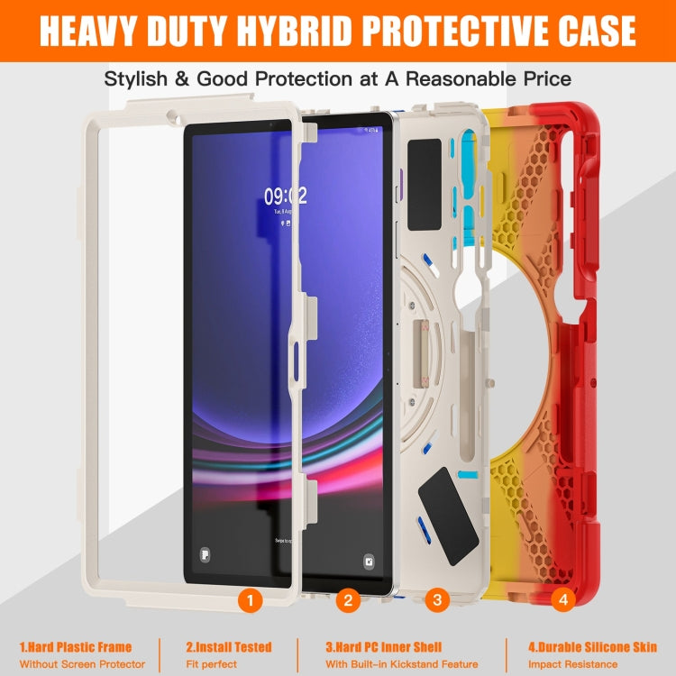 For Samsung Galaxy Tab S7 FE T730 / S7+ / S9+ /S8+ Silicone + PC Protective Case with Holder & Shoulder Strap(Colorful Red) - free shipping - PMC Jewellery - Order now!