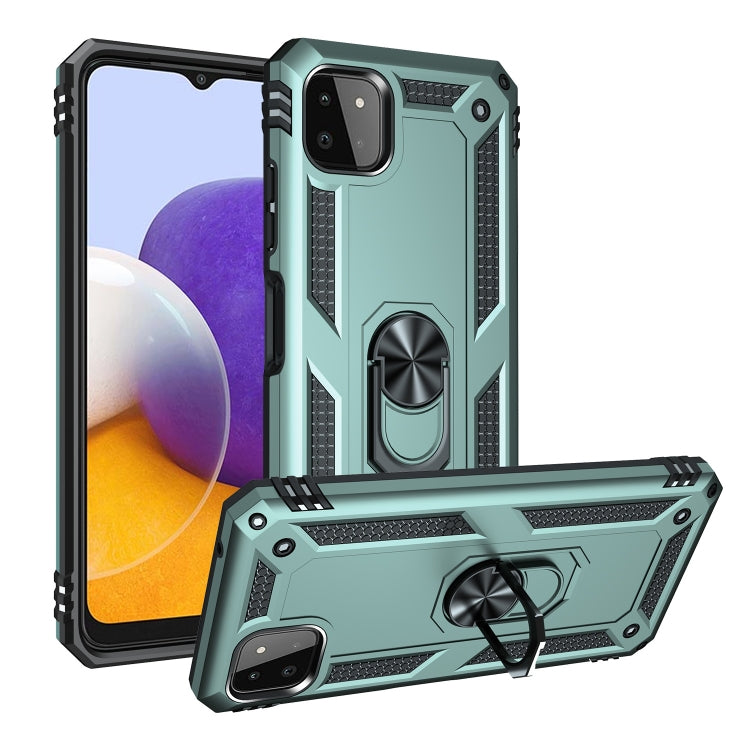 For Samsung Galaxy A22 5G Shockproof TPU + PC Protective Case with 360 Degree Rotating Holder(Dark Green) - Galaxy Phone Cases by PMC TechLife | Online Shopping South Africa | PMC TechLife